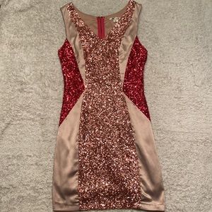 Marineblu Champange Cocktail Sequined Party Dress